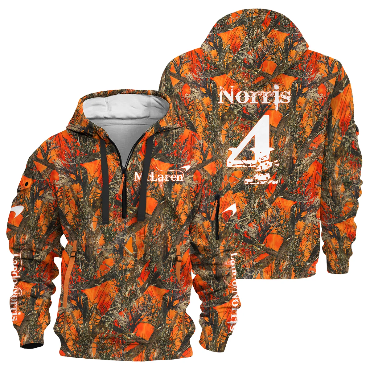 Lando Norris Hunting Camo McLaren F1 Hoodie Half Zipper BLNR2825A1HDF - Pit Lane Clothing