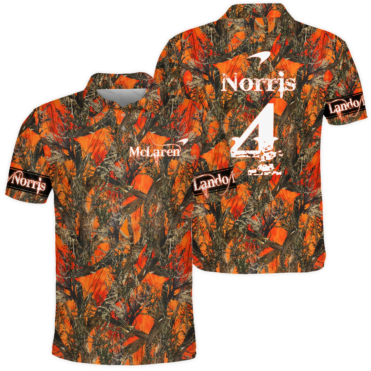 Lando Norris Hunting Camo McLaren F1 Polo Shirt BLNR2825A1PL - Race Day Design