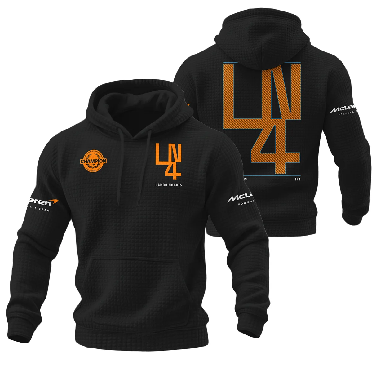 Lando Norris LN4 World Champion McLaren F1 Team Hoodie Quilted Waffle BLVALN051225A8HQW - F1 Fan Gear