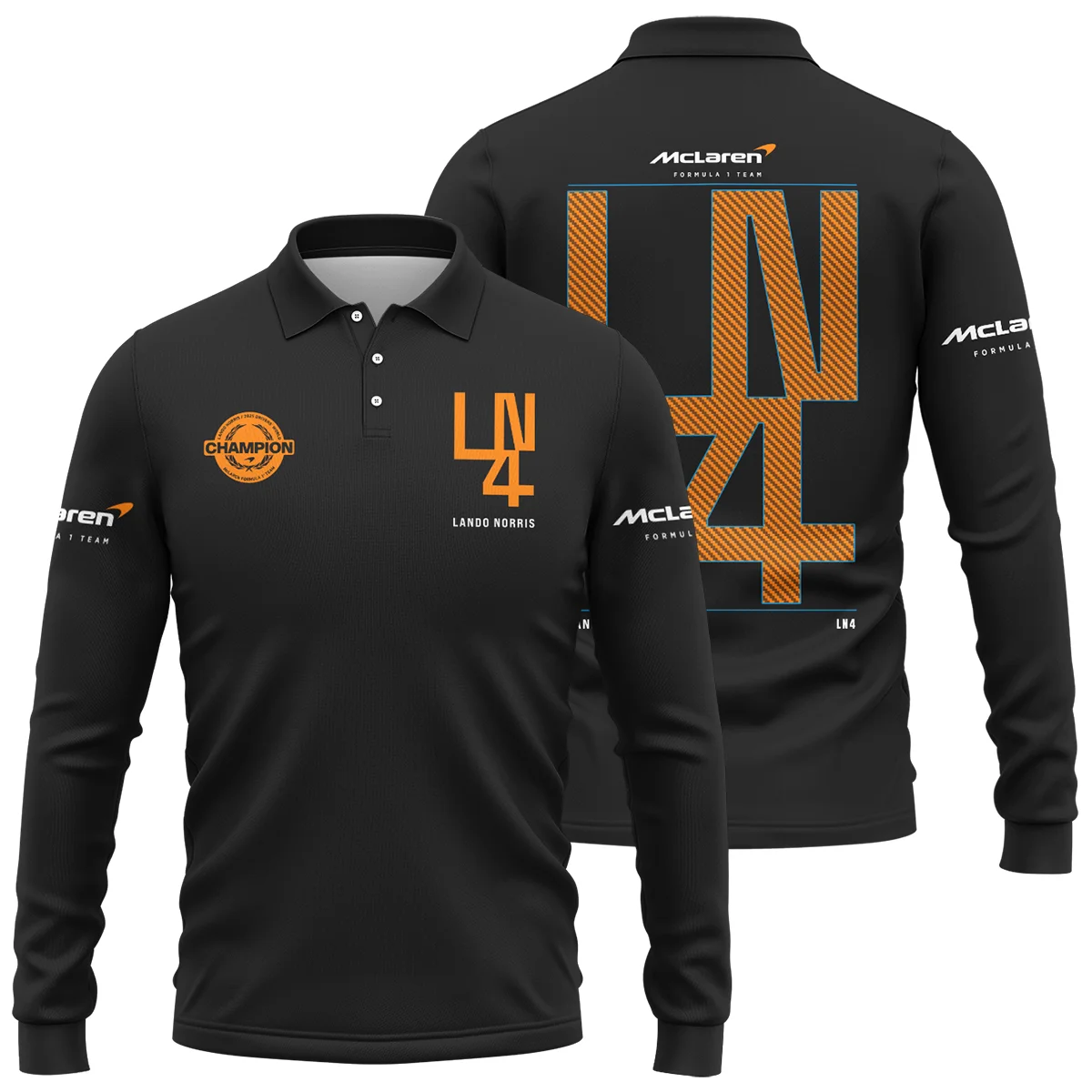 Lando Norris LN4 World Champion McLaren F1 Team Long Polo Shirt BLVALN051225A8LPL - Trackside Outfit