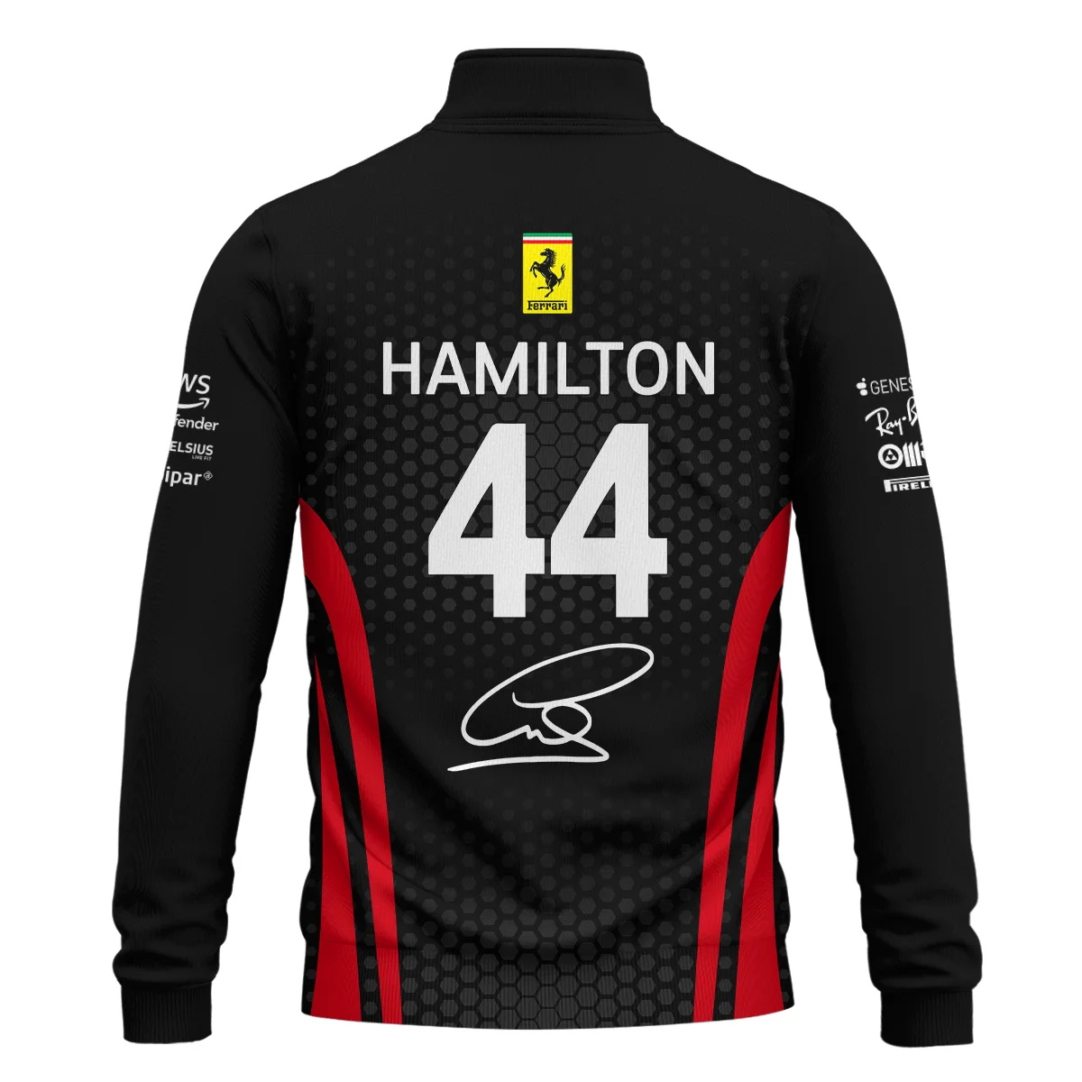 Limited Edition Lewis Hamilton Ferrari F1 Team - Quarter-Zip Sweatshirt BLH281025A1QZS - Image 3