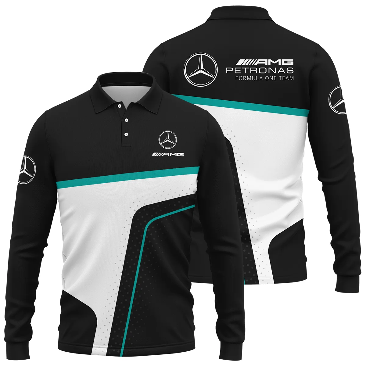 Limited Edition Mercedes-AMG Petronas F1 Long Polo Shirt All Over Prints BLMER6525A5LPL