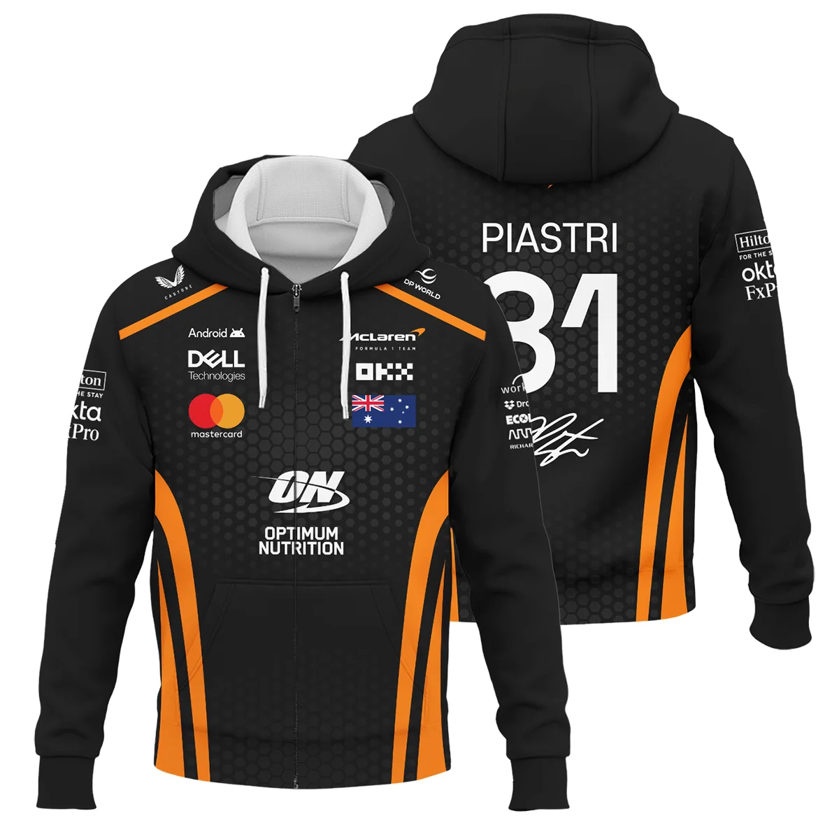 Limited Edition Oscar Piastri McLaren F1 Team - Zipper Hoodie BLOP14925A1ZHD - Pit Lane Clothing