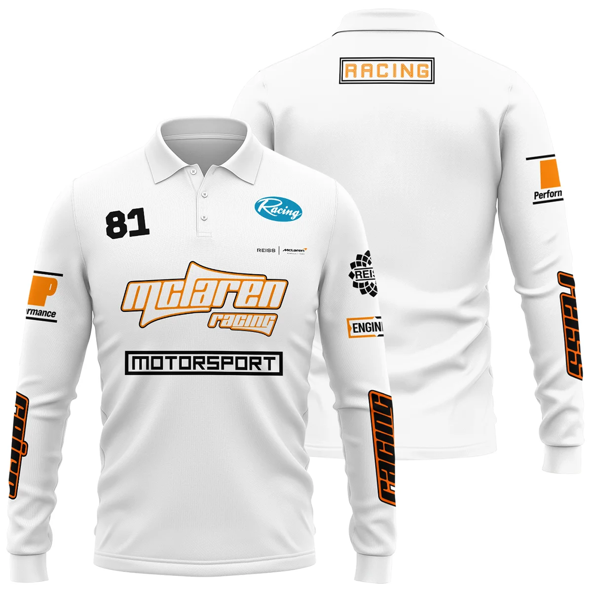 Limited Edition Oscar Piastri Reiss x McLaren - Long Polo Shirt BLOP31125A1LPL - Race Day Design