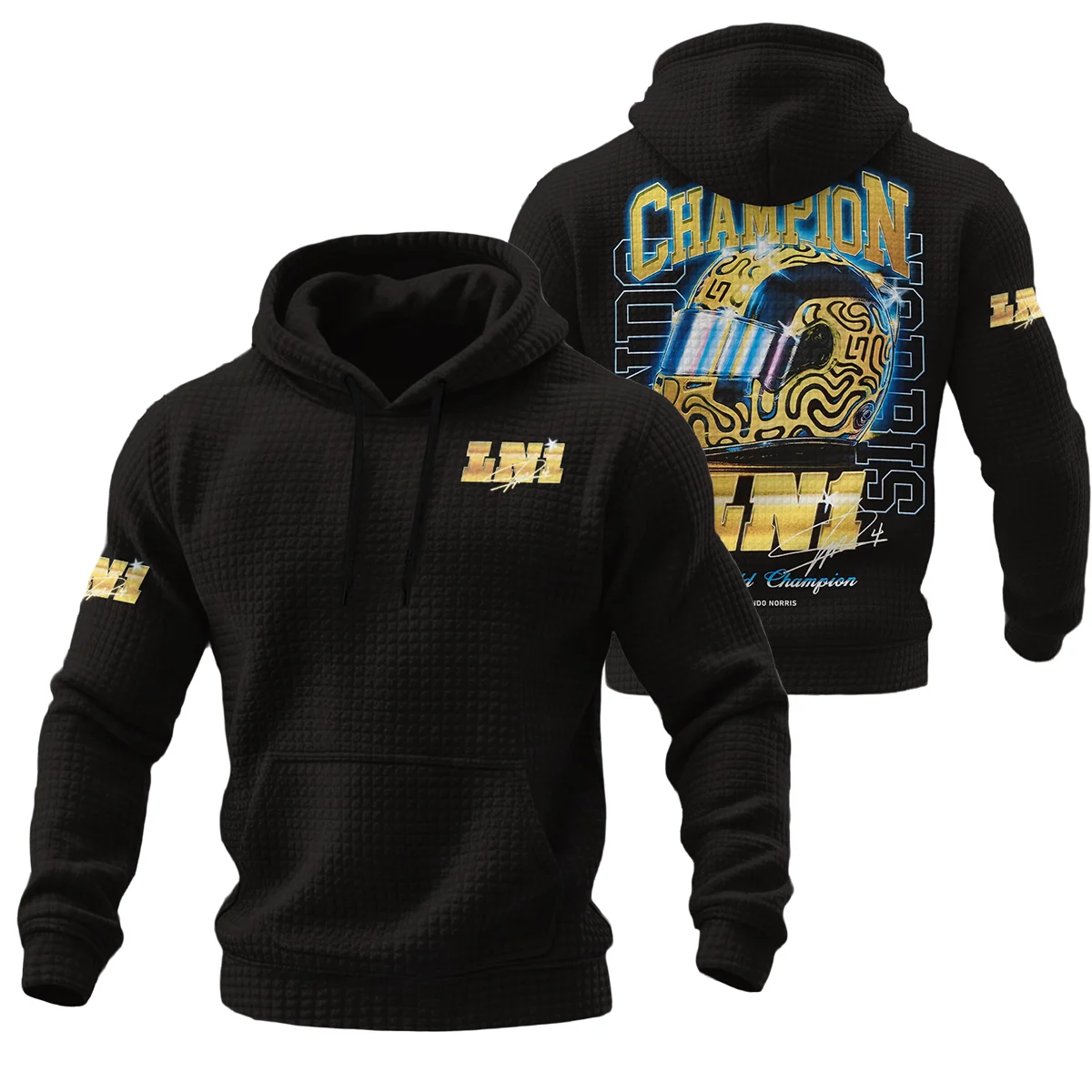 LN1 World Champion Lando Norris Hoodie Quilted Waffle BLVALN051225A10HQW - Race Day Design