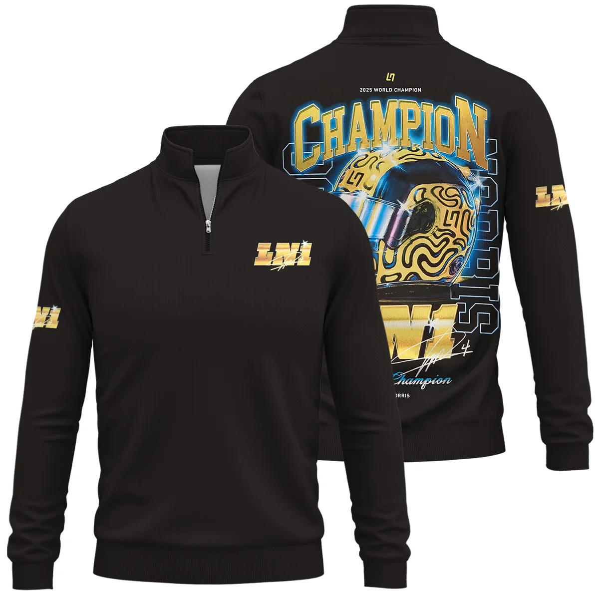 LN1 World Champion Lando Norris Quarter-Zip Sweatshirt BLVALN051225A10QZS - F1 Fan Gear