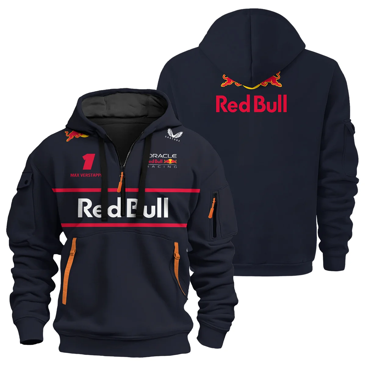 Max Verstappen Red Bull Racing F1 Logo Hoodie Half Zip BLRBR10525A13HZ - Pit Lane Clothing