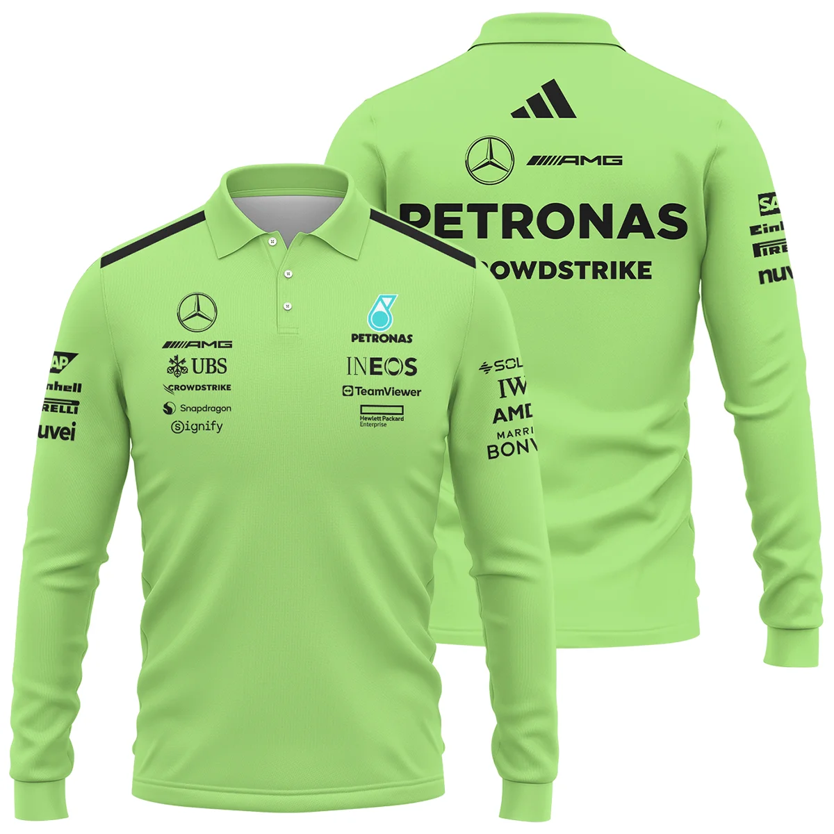 Mercedes-AMG Petronas F1 Long Polo Shirt All Over Prints BLMER6525A4LPL
