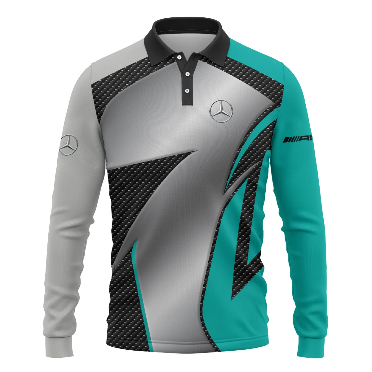 Mercedes F1 Team For Fans - Long Polo Shirt BLVAF1031225A2MERLPL - Image 2