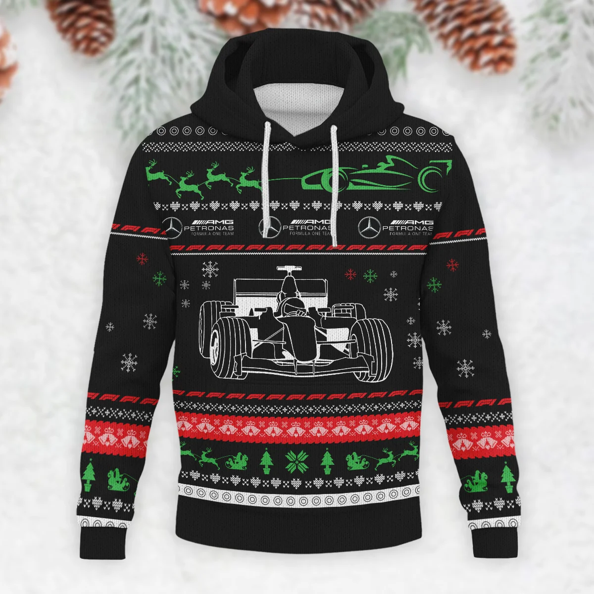 Merry Race-Mas Mercedes Formula 1 - Knitted Hoodie BLVAF12209250A11MER - Image 2