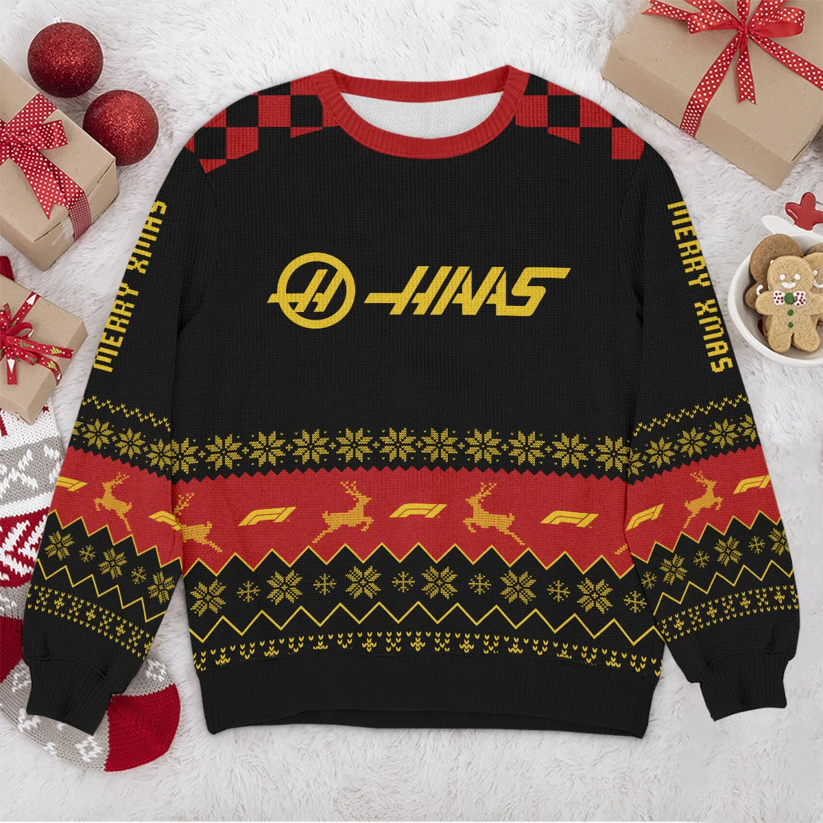 Merry X-Mas Haas Formula 1 - Ugly Sweater BLVAF1220925A8HAAS - Image 4