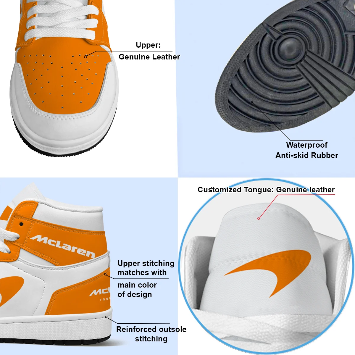 Orange White Custom Shoes Logo Air Jordan 1 High BLMCL17725A1 - Image 4