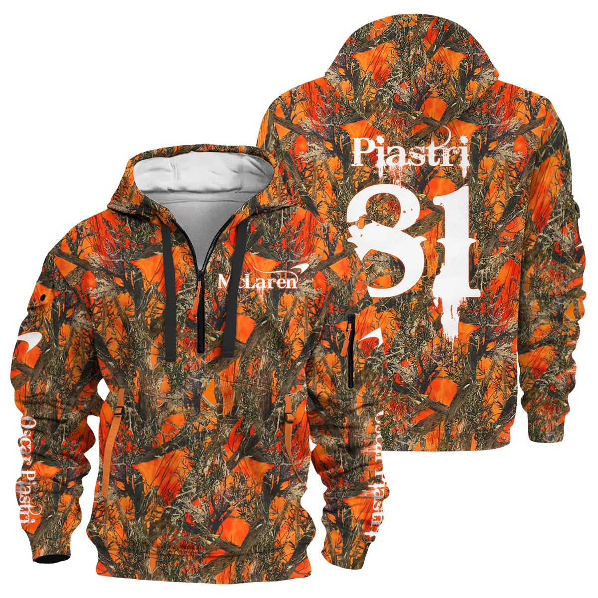 Oscar Piastri Hunting Camo McLaren F1 Hoodie Half Zipper BLOP2825A1HDF - Race Day Outfit