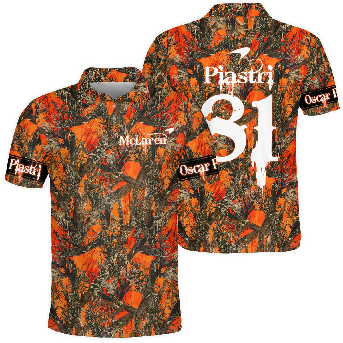 Oscar Piastri Hunting Camo McLaren F1 Polo Shirt BLOP2825A1PL - Pit Lane Clothing