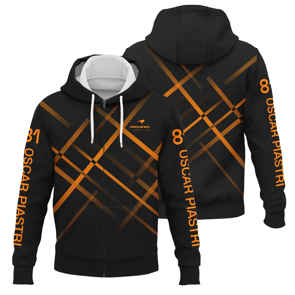 Oscar Piastri McLaren F1 Logo Zipper Hoodie BLOP3425A2ZHD - Racing Lifestyle Clothing