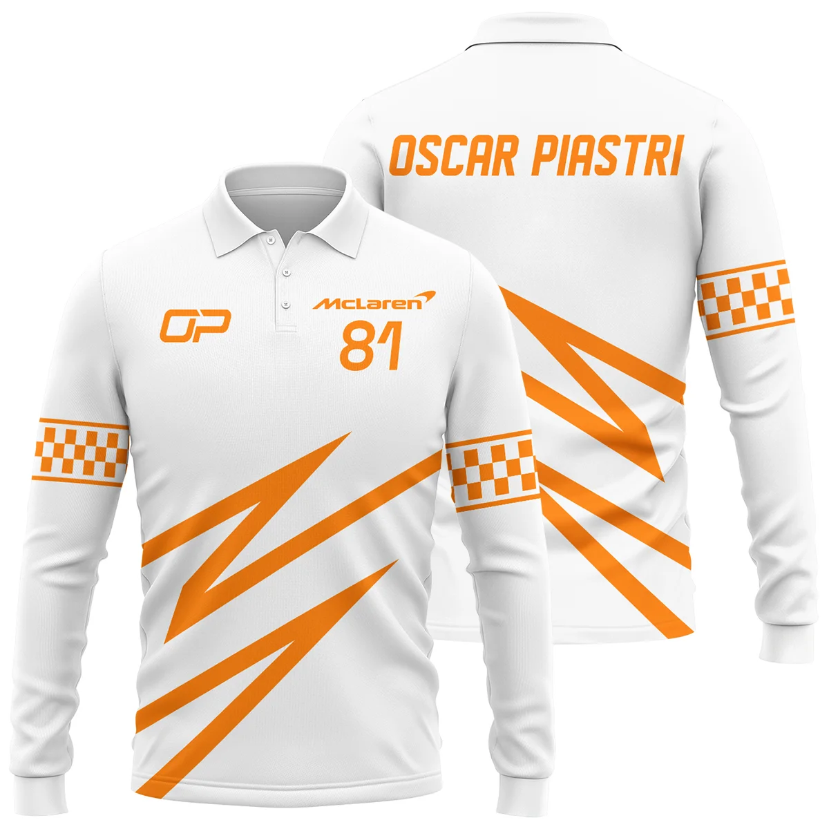 Oscar Piastri McLaren F1 Long Polo Shirt All Over Prints BLOP10425A4LPL - Motorsport Lifestyle Wear