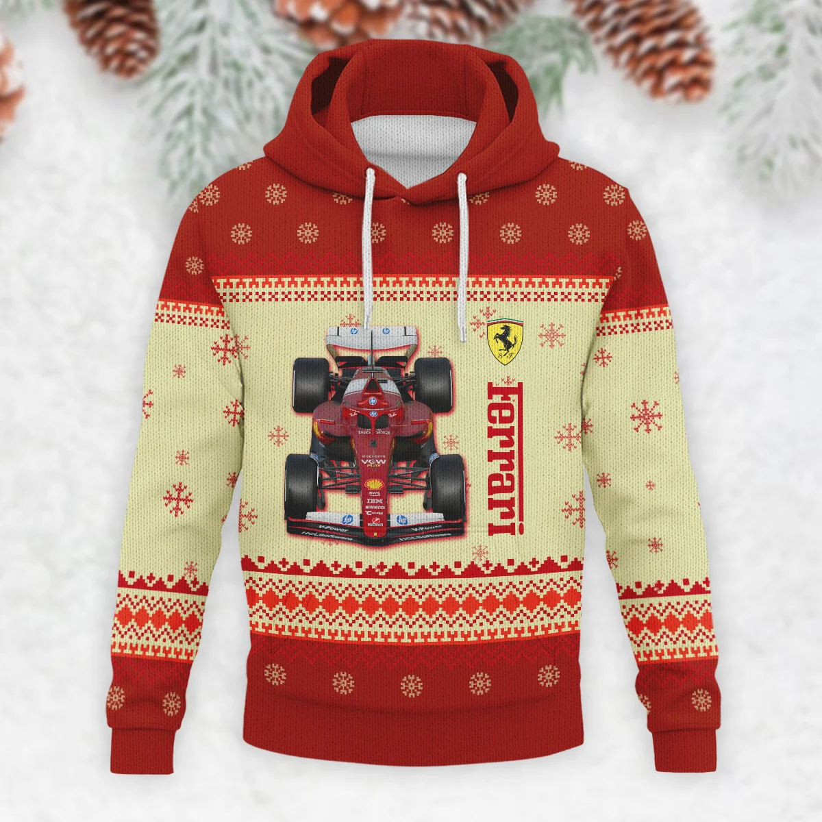 Personalised 2025 Car Ferrari Formula 1 - Knitted Hoodie BLVAF12209250A24FRR - Image 2