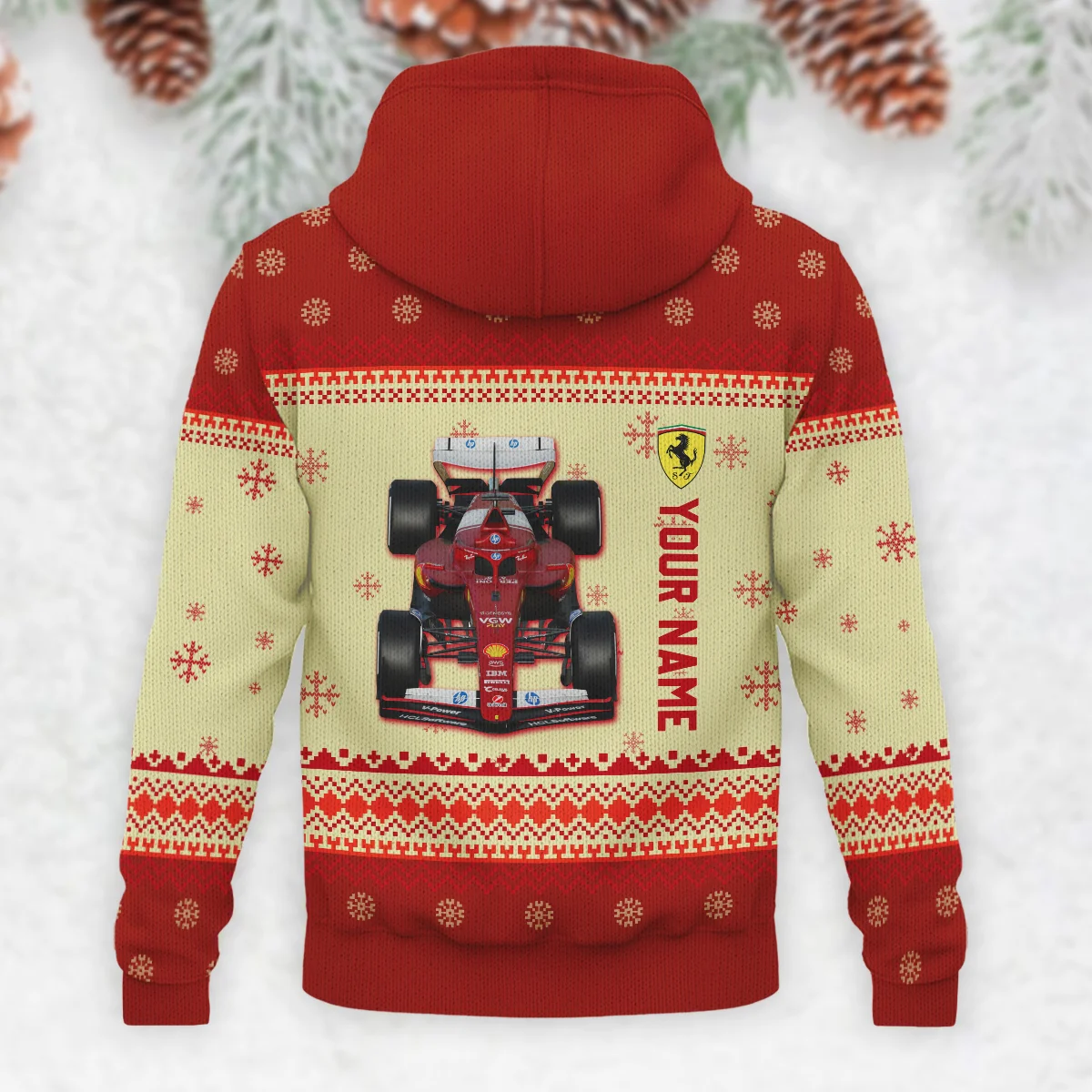 Personalised 2025 Car Ferrari Formula 1 - Knitted Hoodie BLVAF12209250A24FRR - Image 3