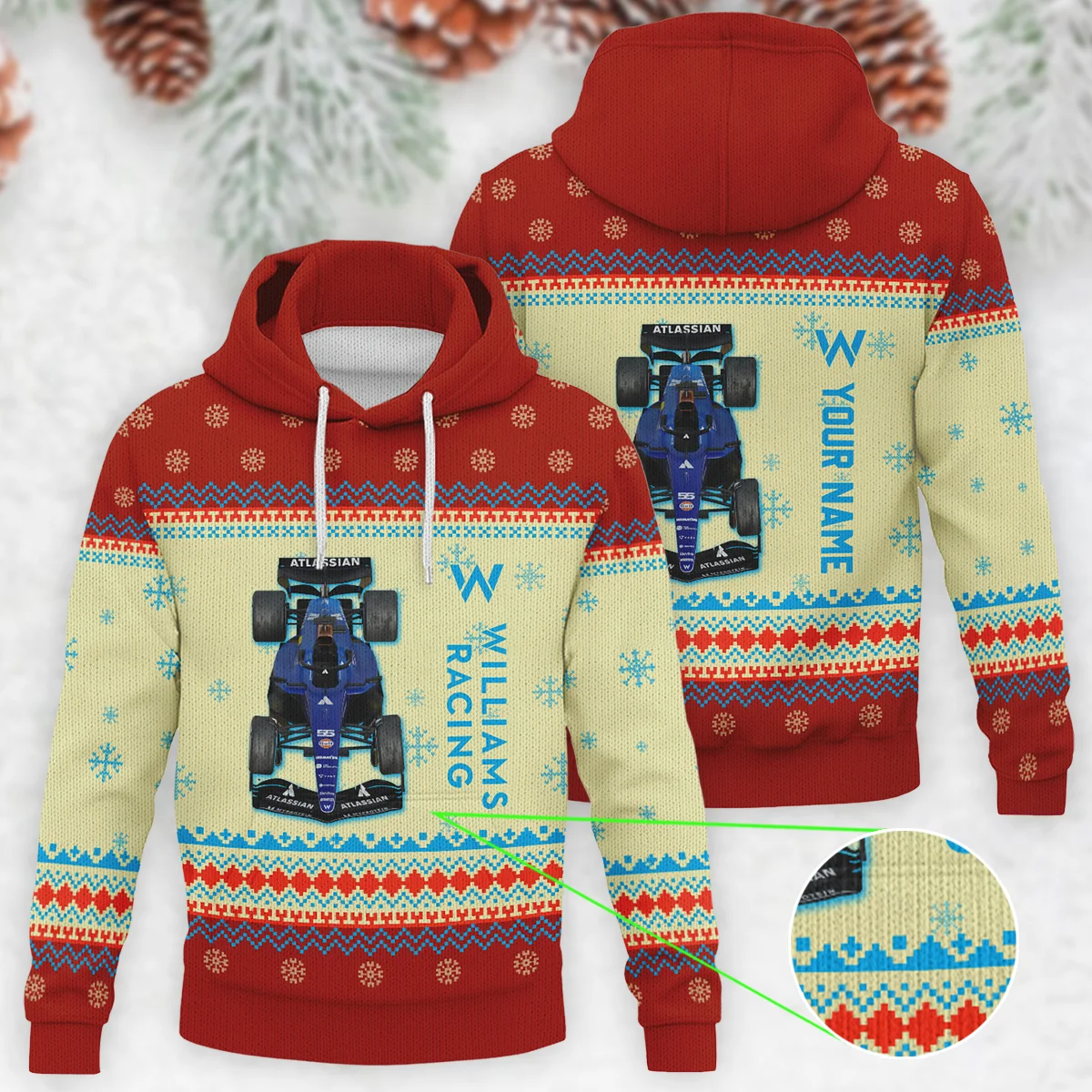 Personalised 2025 Car Williams Formula 1 - Knitted Hoodie BLVAF12209250A24WIL