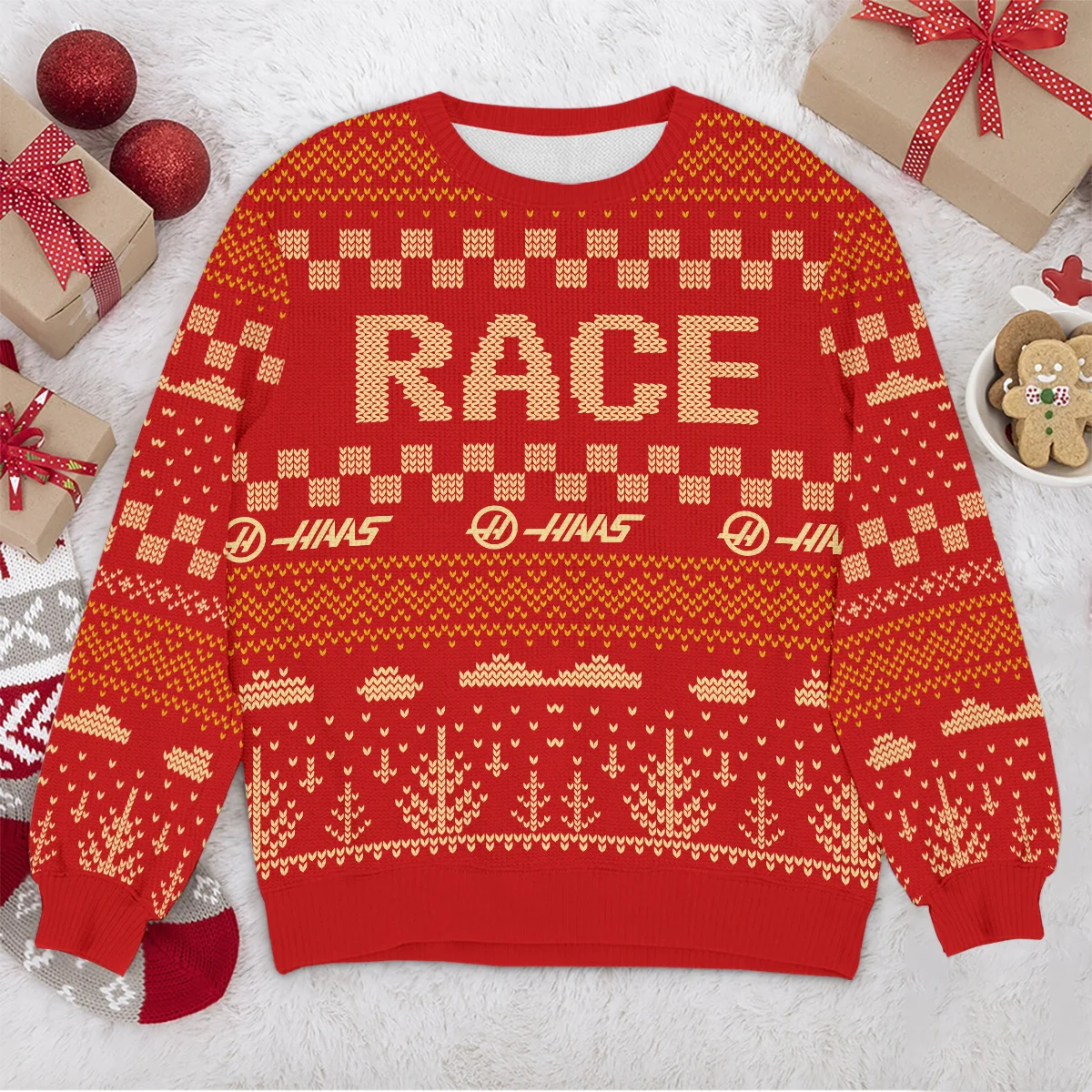 Race Xmas Pattern Haas Formula 1 - Ugly Sweater BLVAF1220925A30HAAS - Image 4
