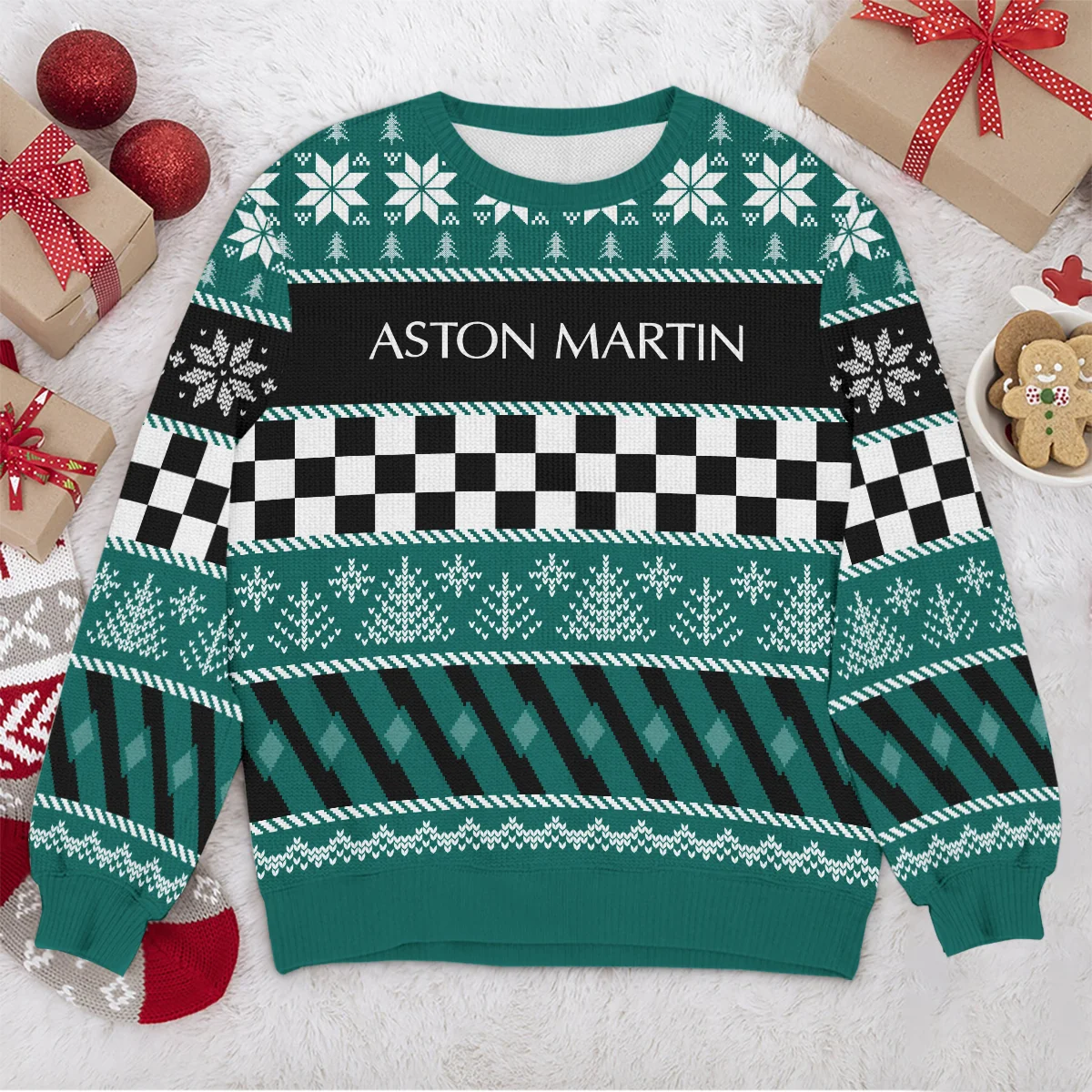 Racing Xmas Pattern Aston Martin Formula 1 - Ugly Sweater BLVAF1220925A28AM - Image 4