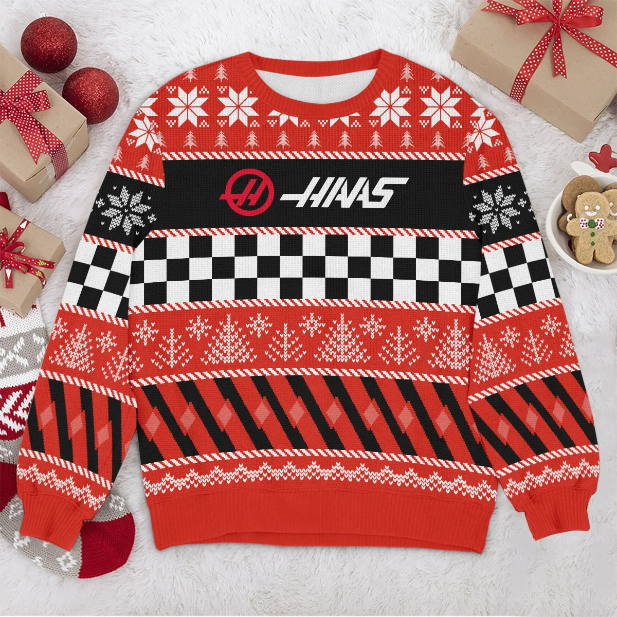 Racing Xmas Pattern Haas Formula 1 - Ugly Sweater BLVAF1220925A28HAAS - Image 4