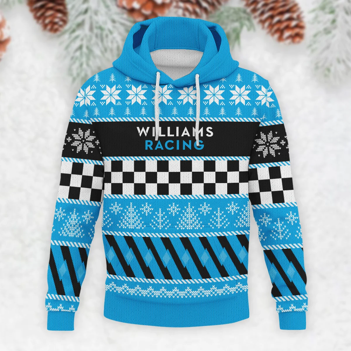 Racing Xmas Pattern Williams Formula 1 - Knitted Hoodie BLVAF12209250A28WIL - Image 2