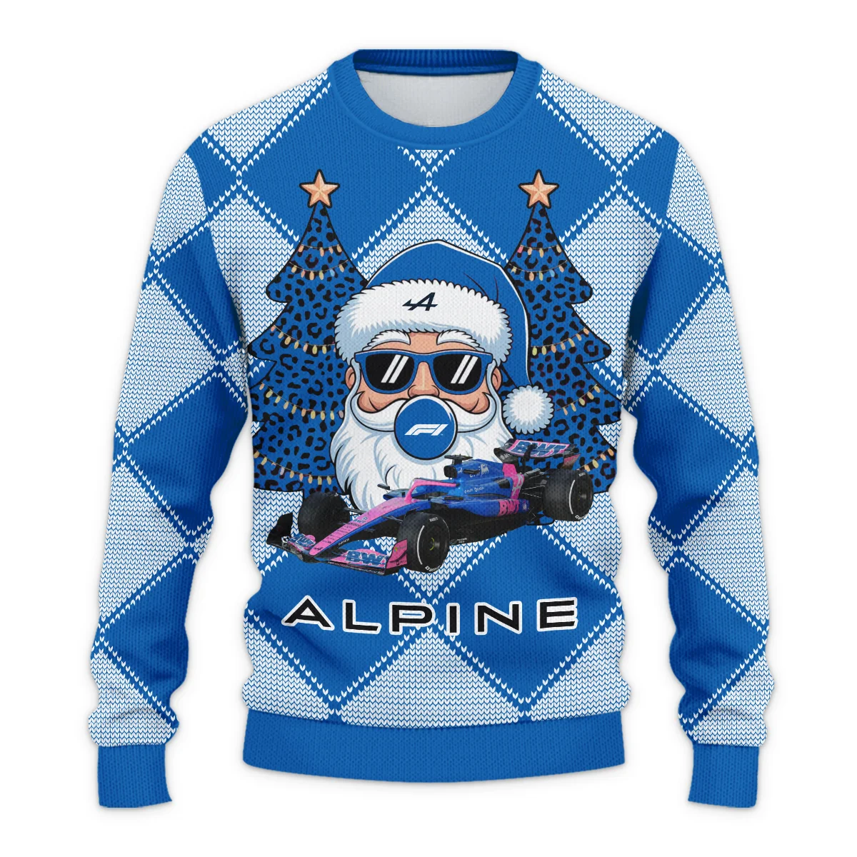 Santa Pinetree Car Alpine Formula 1 - Ugly Sweater BLVAF1220925A25ALP - Image 2