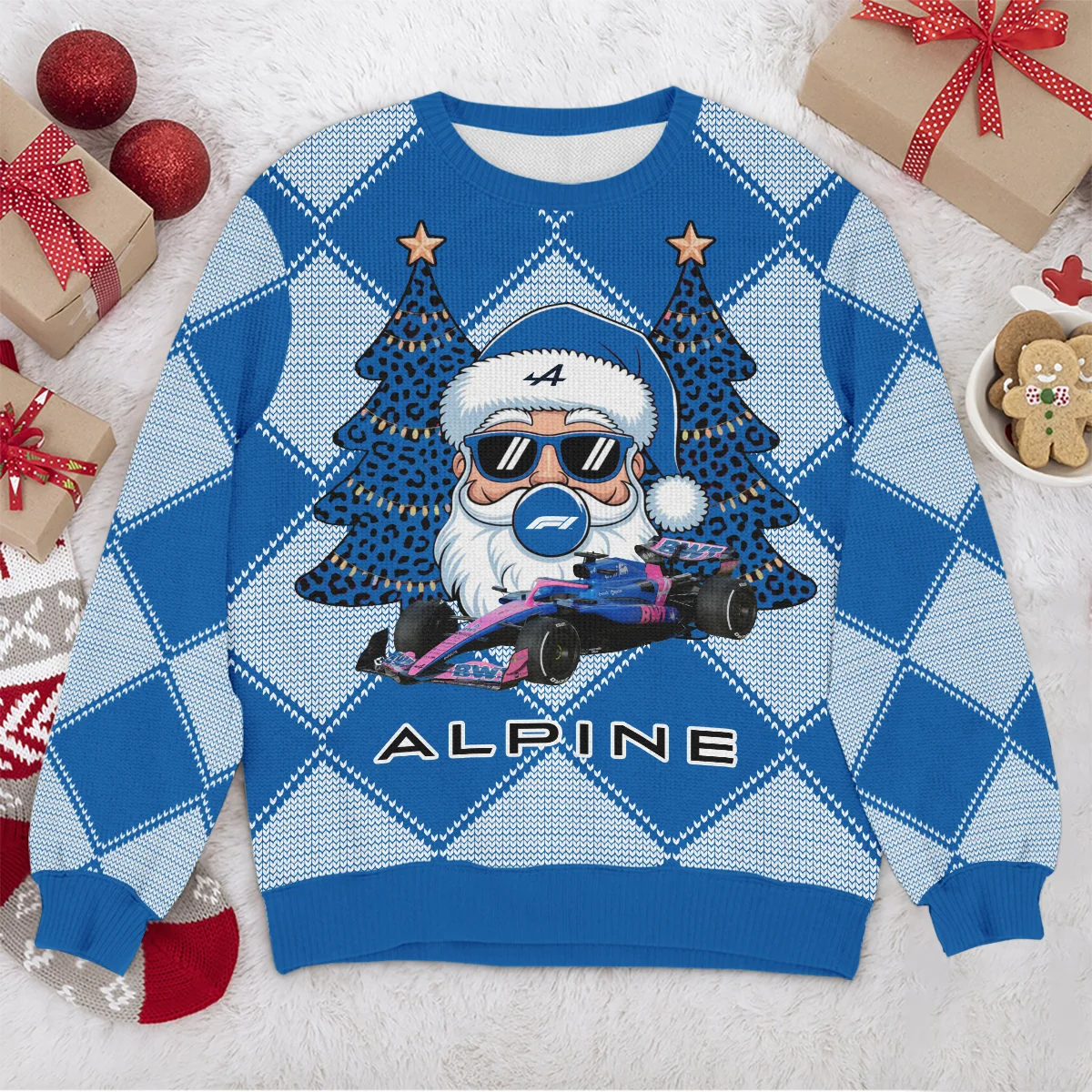 Santa Pinetree Car Alpine Formula 1 - Ugly Sweater BLVAF1220925A25ALP - Image 4