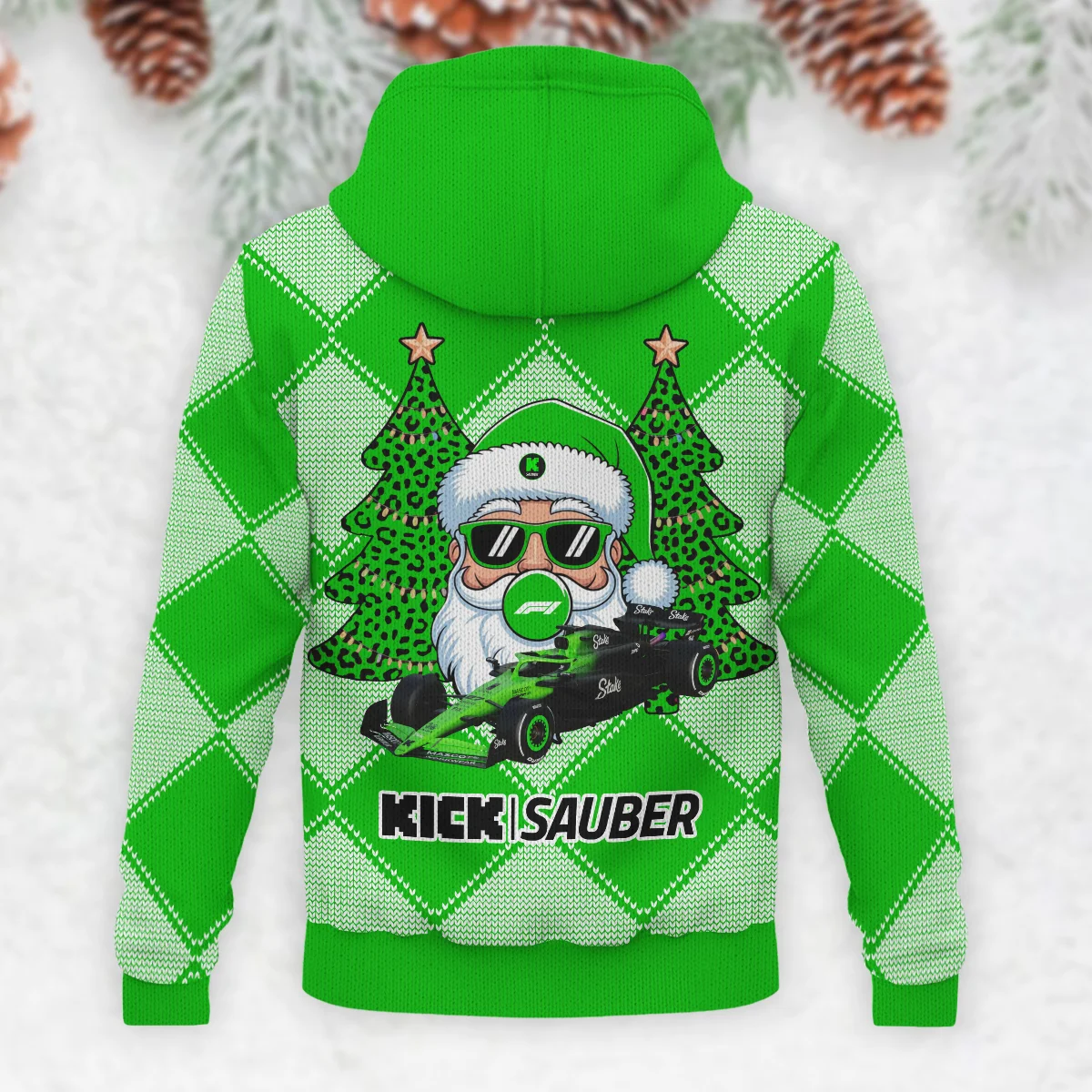 Santa Pinetree Car Kick Sauber Formula 1 - Knitted Hoodie BLVAF12209250A25KS - Image 3