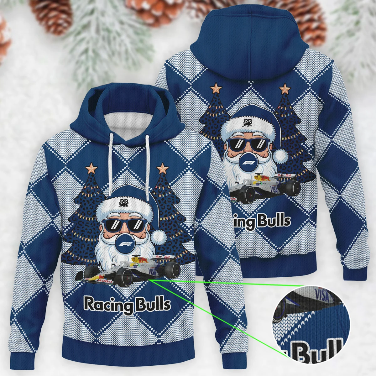 Santa Pinetree Car Racing Bulls Formula 1 - Knitted Hoodie BLVAF12209250A25RAC