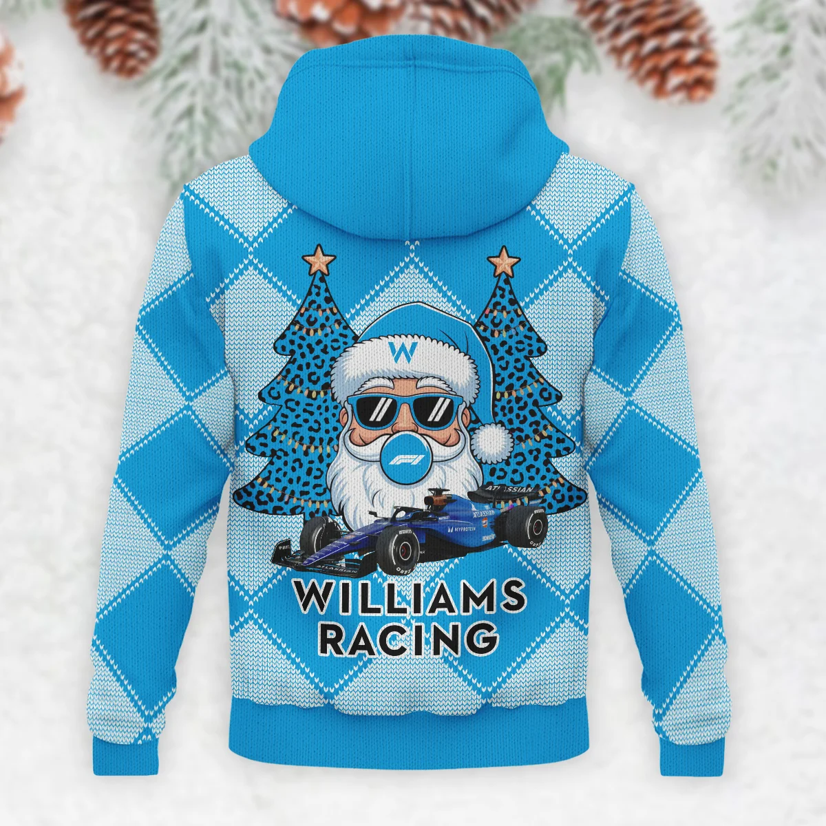 Santa Pinetree Car Williams Formula 1 - Knitted Hoodie BLVAF12209250A25WIL - Image 3
