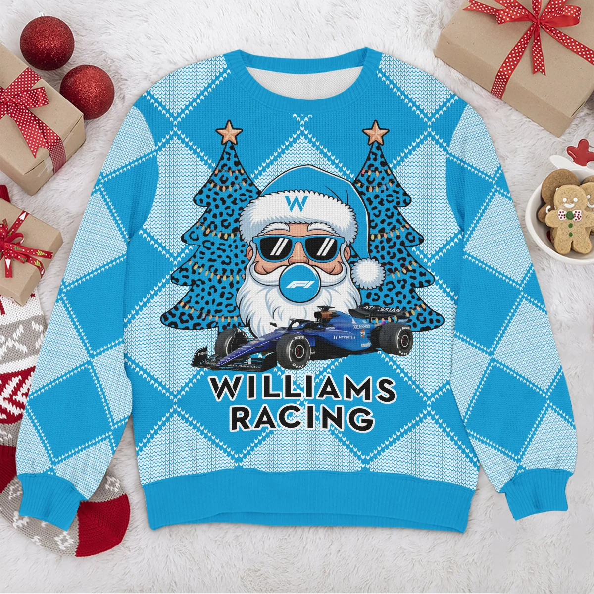 Santa Pinetree Car Williams Formula 1 - Ugly Sweater BLVAF1220925A25WIL - Image 4