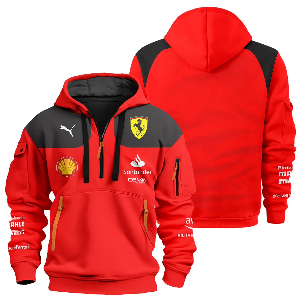 Scuderia Ferrari Racing F1 Logo Hoodie Half Zip BLF1R19325A23HZ - Race Day Design