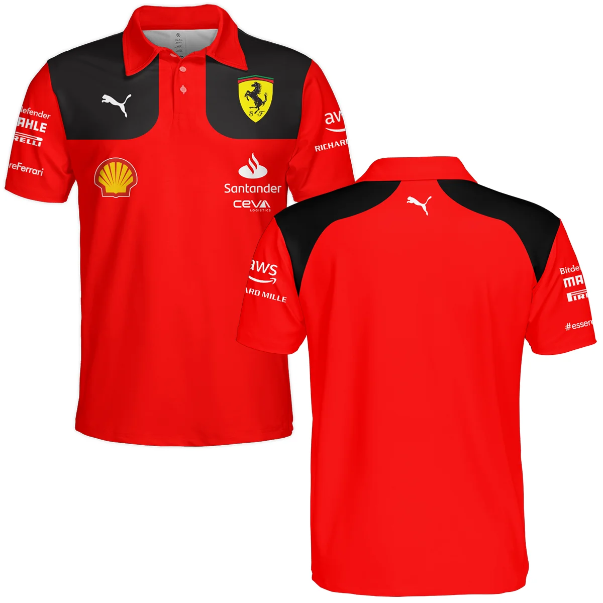 Scuderia Ferrari Racing F1 Polo Shirt All Over Prints BLF1R19325A2PL - F1 Fan Gear