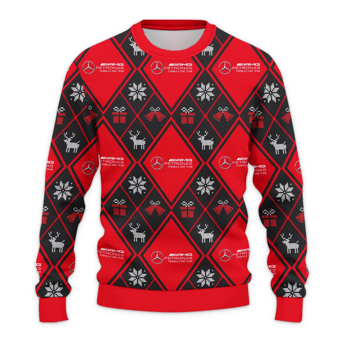 Square Xmas Pattern Mercedes Formula 1 - Ugly Sweater BLVAF1220925A31MER - Image 2