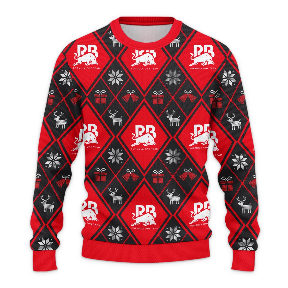 Square Xmas Pattern Racing Bulls Formula 1 - Ugly Sweater BLVAF1220925A31RAC - Image 2