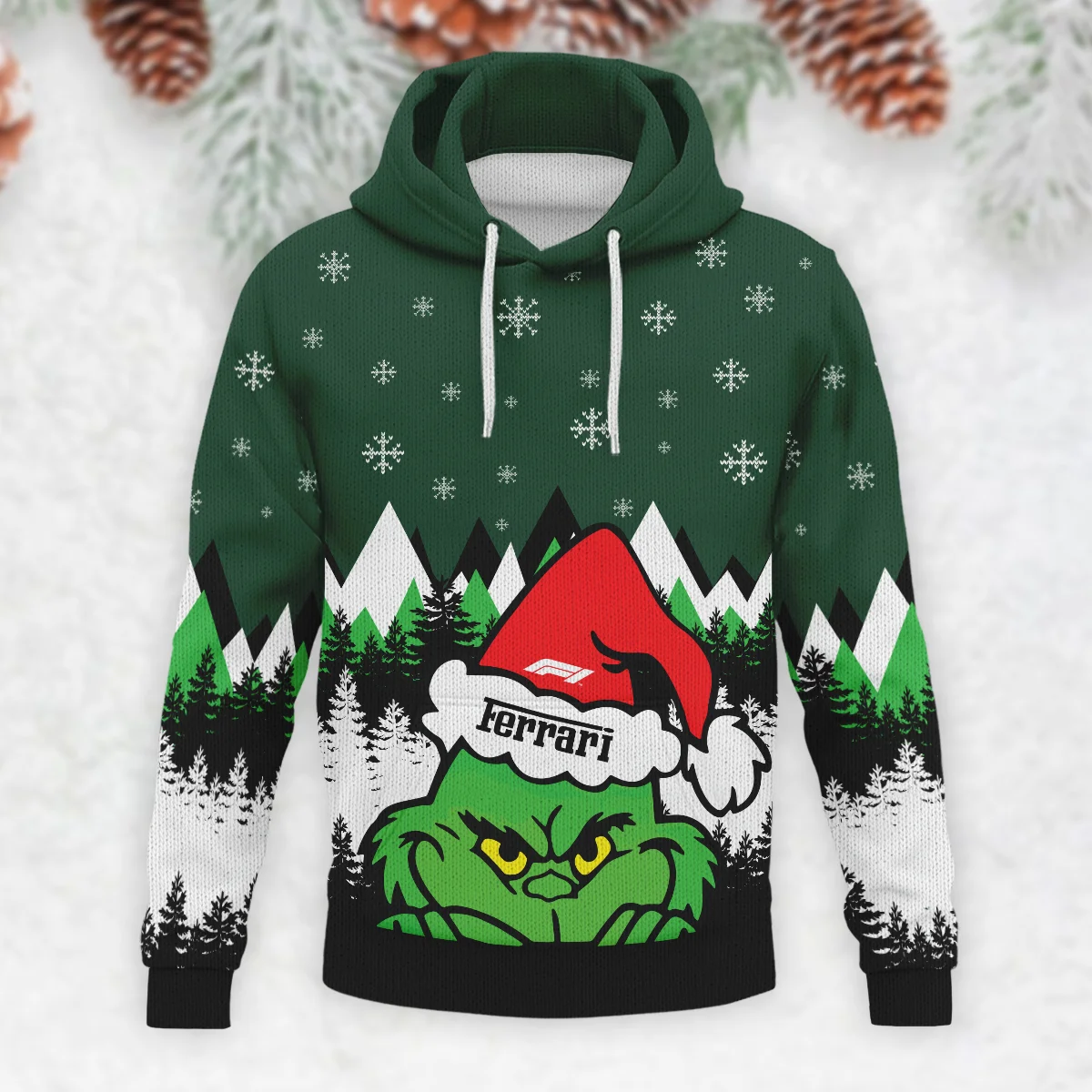 The Grinch Ferrari Formula 1 - Knitted Hoodie BLVAF12209250A17FRR - Image 2