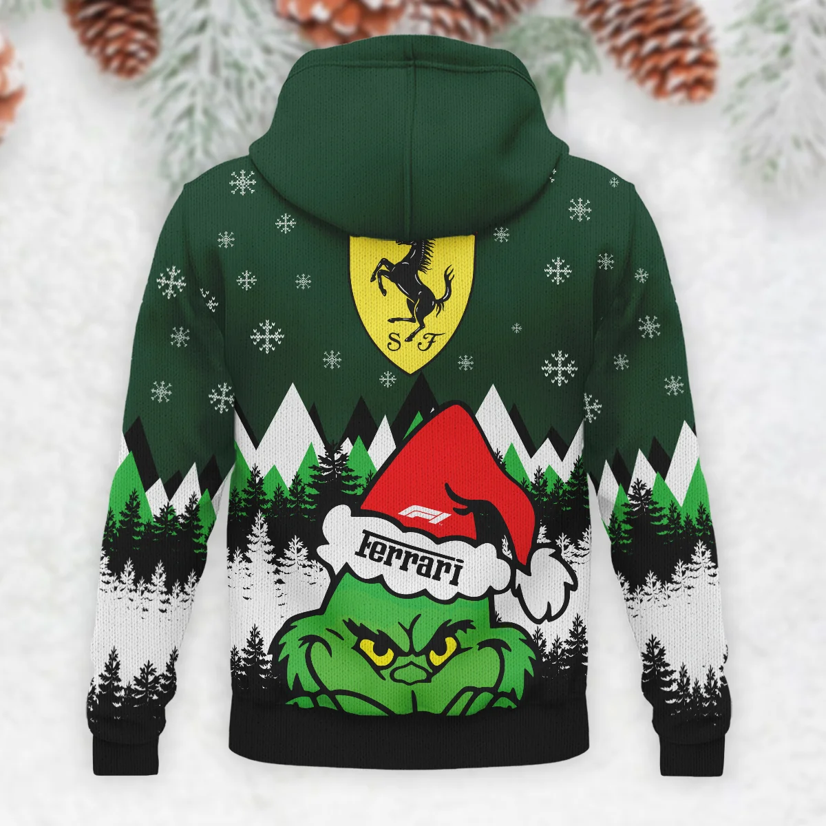 The Grinch Ferrari Formula 1 - Knitted Hoodie BLVAF12209250A17FRR - Image 3