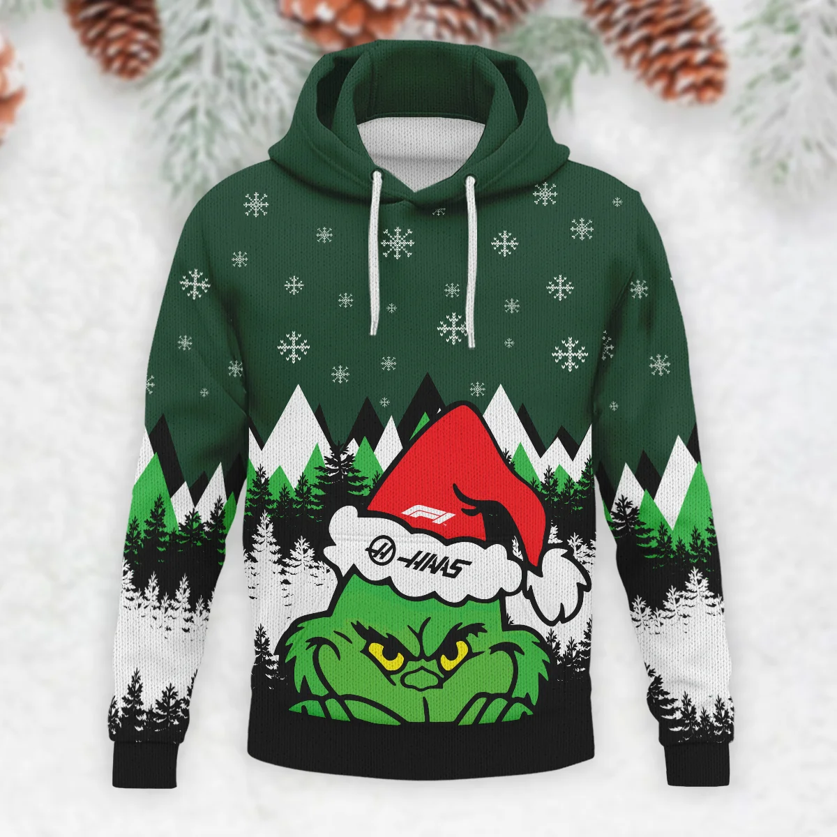 The Grinch Haas Formula 1 - Knitted Hoodie BLVAF12209250A17HAAS - Image 2