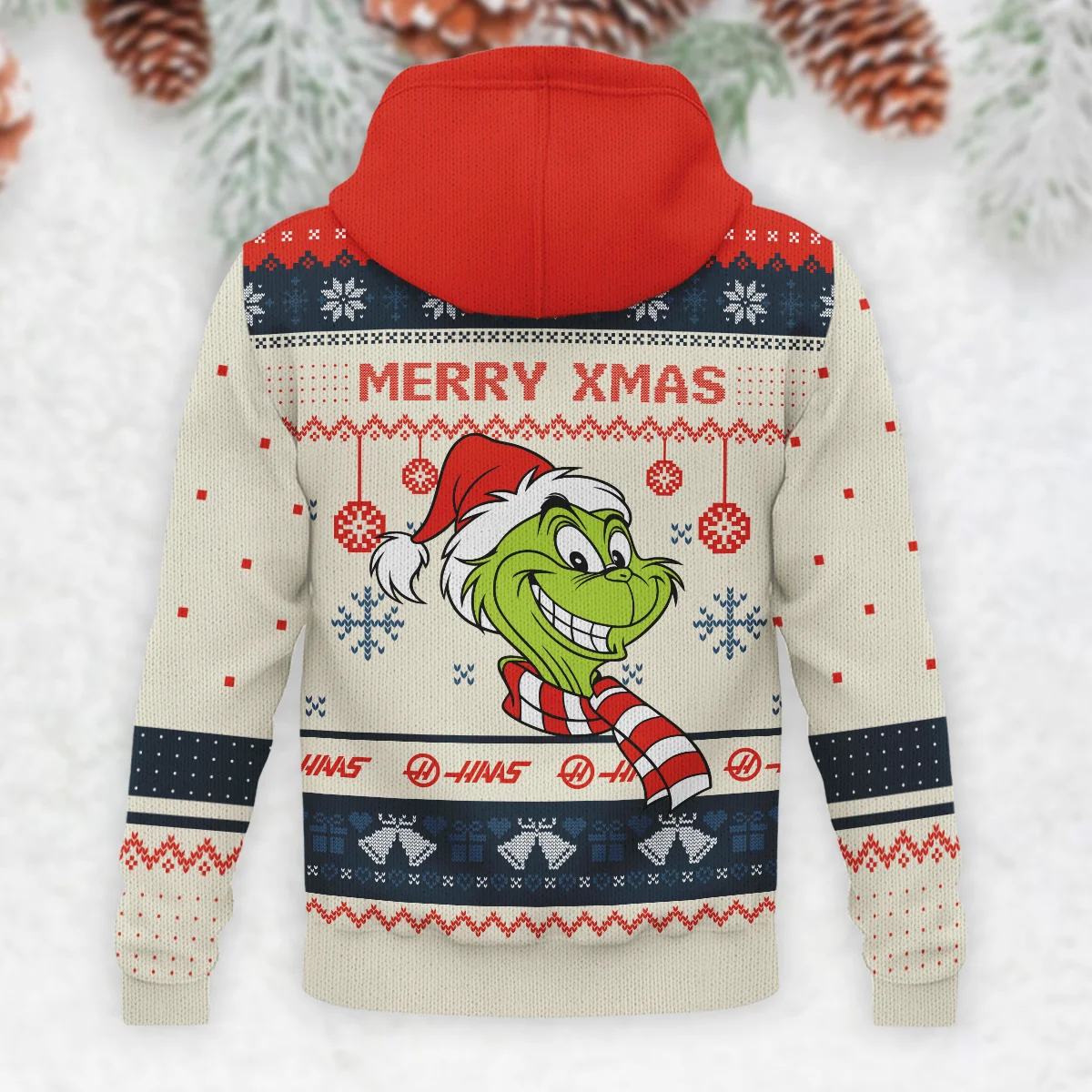 The Grinch x Haas Formula 1 - Knitted Hoodie BLVAF12209250A13HAAS - Image 3