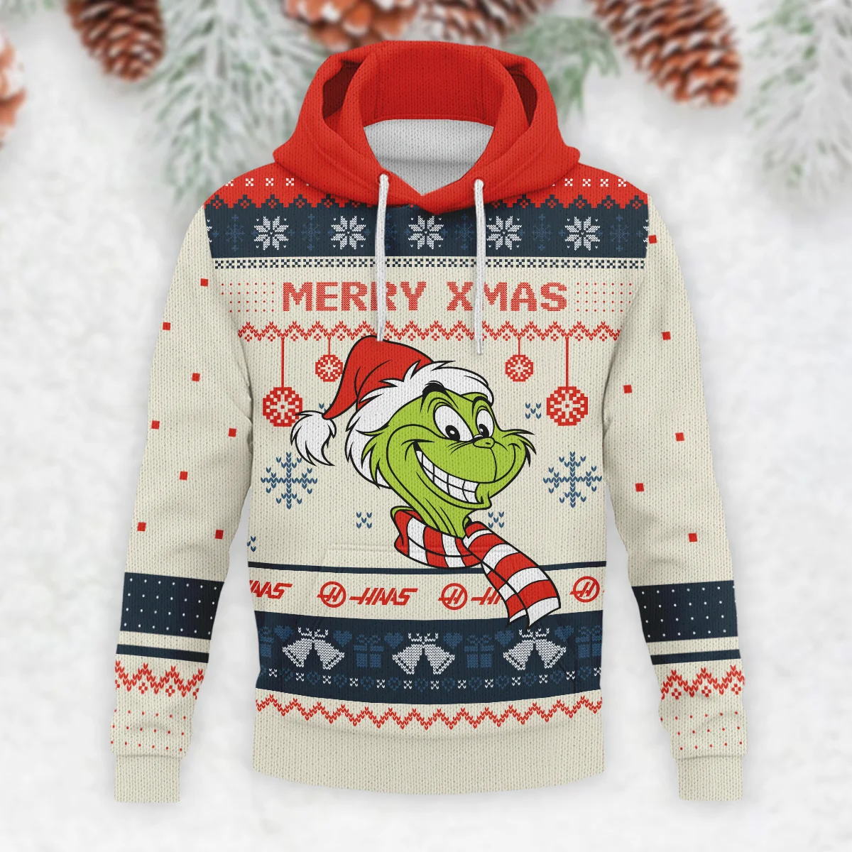 The Grinch x Haas Formula 1 - Knitted Hoodie BLVAF12209250A13HAAS - Image 2