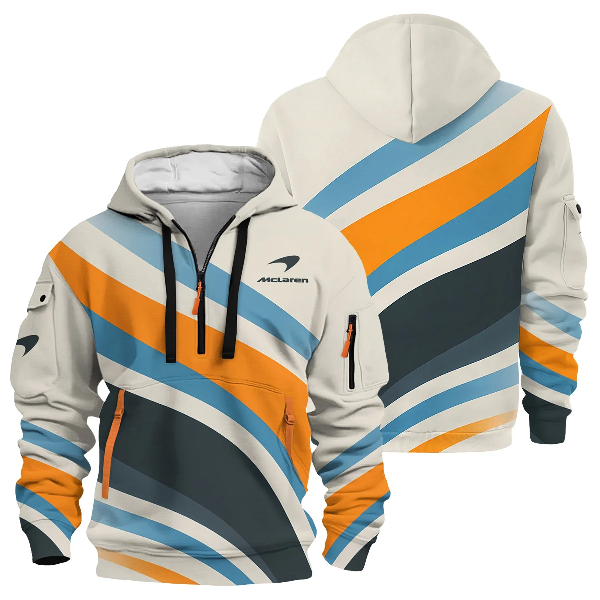 Waves Pattern McLaren F1 Hoodie Half Zipper BLMCL1625A2HDF