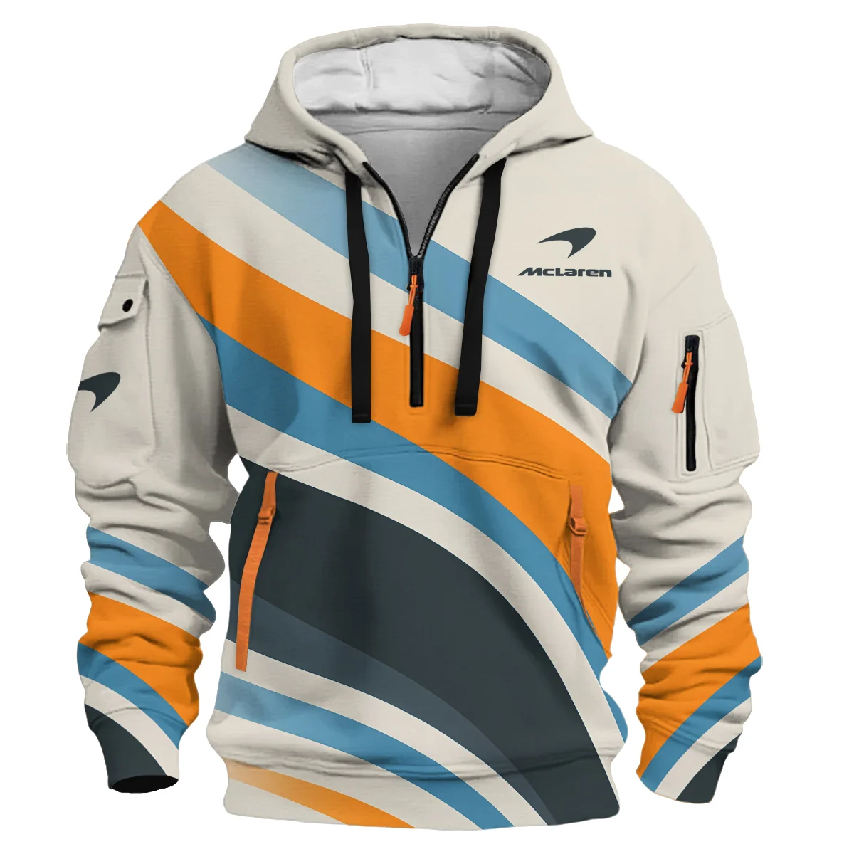 Waves Pattern McLaren F1 Hoodie Half Zipper BLMCL1625A2HDF - Image 2