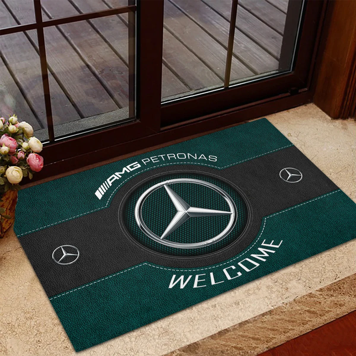 Welcome Mercedes F1 Rubber Base Doormat - All Over Print BLF1139A1MER