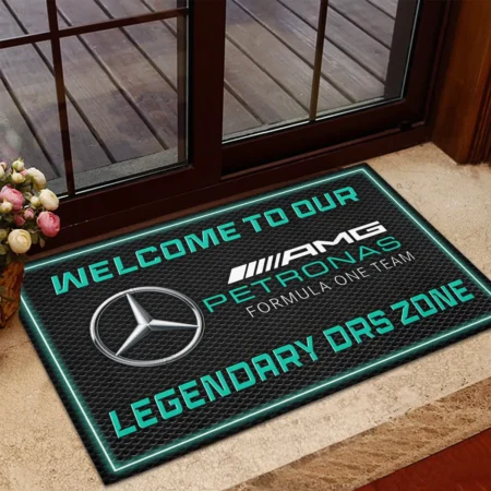 Welcome To Legendary DRS Zone Mercedes F1 Rubber Base Doormat - All Over Print BLF1139A6MER