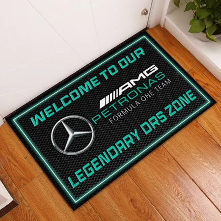 Alternative view of Welcome To Legendary DRS Zone Mercedes F1 Rubber Base Doormat - All Over Print BLF1139A6MER