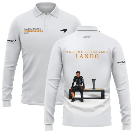 Welcome To The Club Lando Norris McLaren F1 Team Long Polo Shirt BLNRWDCA14LPL - F1 Fan Gear