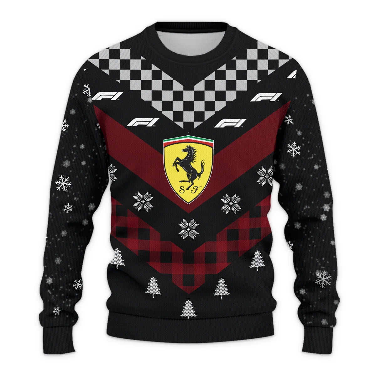 Winter Xmas Pattern Ferrari Formula 1 - Ugly Sweater BLVAF1220925A32FRR - Image 2