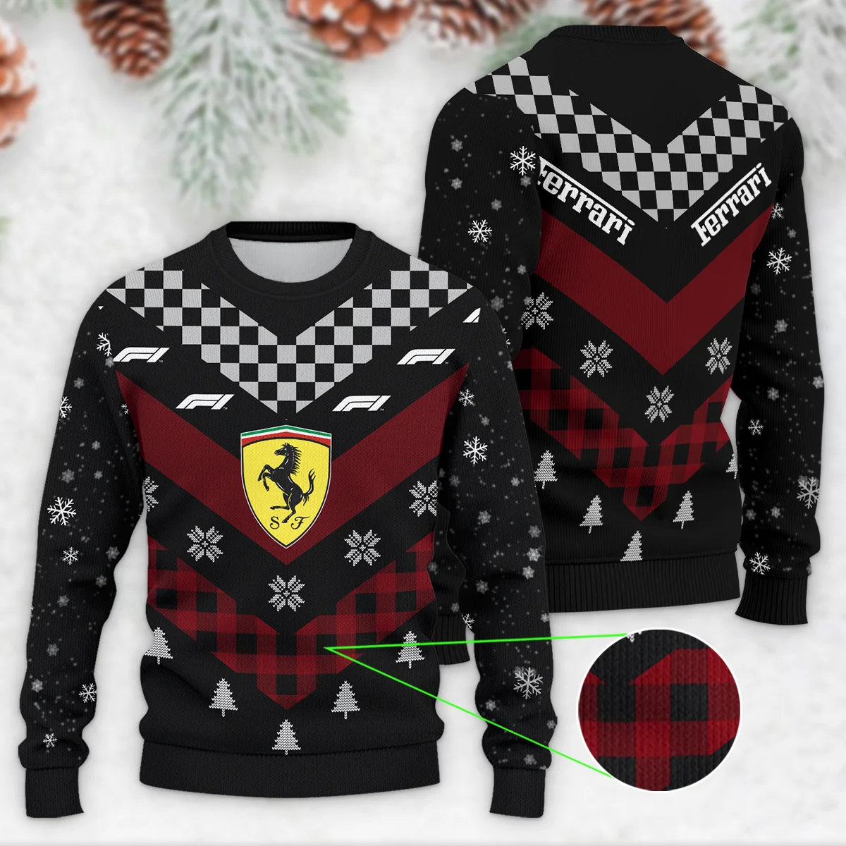 Winter Xmas Pattern Ferrari Formula 1 - Ugly Sweater BLVAF1220925A32FRR